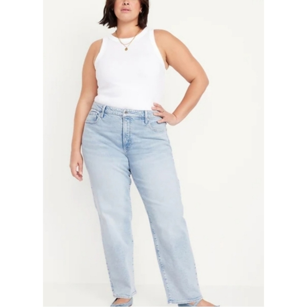 Old Navy OG High Rise Straight Jeans Light Wash Size 16 Long